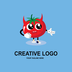 simple apple fruit expression cartoon icon vector logo