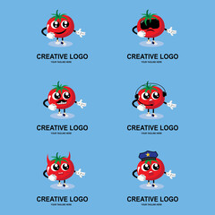 Obraz premium simple apple fruit expression cartoon icon vector logo
