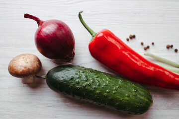 Vegan or vegetarian food, vegetables and mushrooms