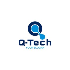 Q Tech Logo Design Vector