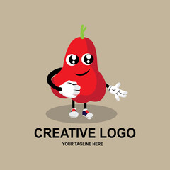 simple red cartoon guava fruit icon vector logo