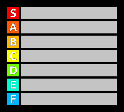 Tier list. Vertical colorful list of categories. Comparative rating. Vector illustration
