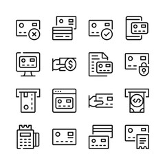 Credit card line icons set. Modern graphic design concepts, simple outline elements collection. Vector line icons