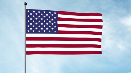 Obraz premium 3D Illustration of flag of the United States of America, the American flag or the U.S. flag, is the national flag of the United States.