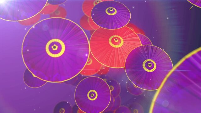 Japanese Chinese umbrella parasol  particle loop animation