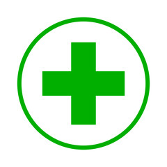 Medical cross icon over white background, line style, vector illustration. Medicine and pharmacy sign.