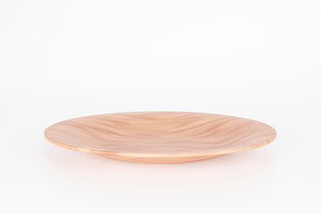 Empty wood plate on white background, 3d illustration