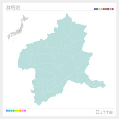 群馬県の地図・Gunma（市町村・区分け）