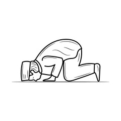 Muslim man praying vector Illustration, Ramadan Kareem, Eid al Fitr and Eid Al Adha