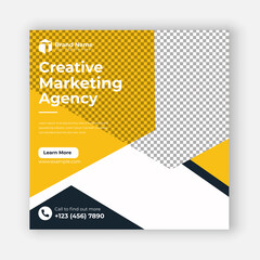 Digital business marketing banner for social media post template Square Flyer Template, Editable web Banner Post Template,