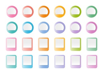 Rectangle and circle infographics, business icons, computer, office icons, vector, set