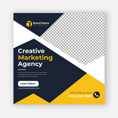Digital business marketing banner for social media post template Square Flyer Template, Editable web Banner Post Template,