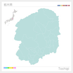 栃木県の地図・Tochigi（市町村・区分け）