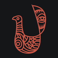 Hand drawing of wild Bird, animals, and flowers for saree designs or pattern for textile, wrapping paper, or backgrounds