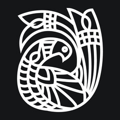 Hand drawing of wild Bird, animals, and flowers for saree designs or pattern for textile, wrapping paper, or backgrounds