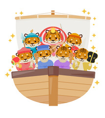 寅年年賀状 : Tiger year illustration card