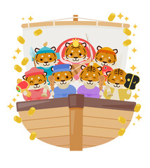 寅年年賀状 : Tiger year illustration card