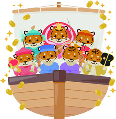 寅年年賀状 : Tiger year illustration card