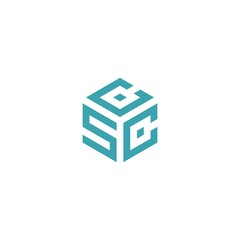 Business logo letter line cube. icon design template. geometric isolated monogram letter SCC