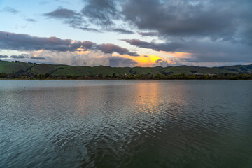 View of Lake Elizabeth in the evening, Fremont Central Park