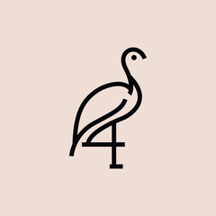 Flamingo hipster vintage logo Premium Vector