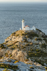 Knidos lighthouse on the cliff at Datca peninsula in Turkey