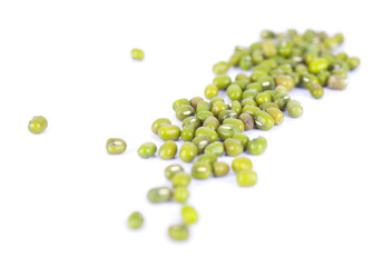 Mung beans on a white background