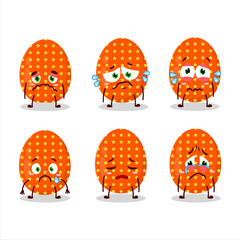 Deep orange easter egg cartoon character with sad expression