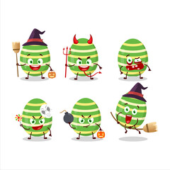 Halloween expression emoticons with cartoon character of green easter egg