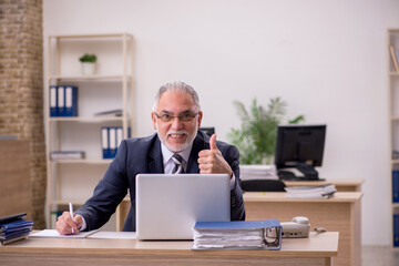 Aged businessman employee sitting in the office