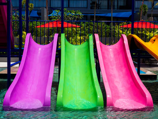 Fun water slider in the pool.