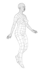Fototapeta na wymiar Wireframe walking woman. Vector