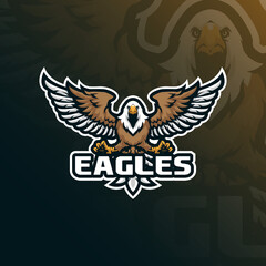 eagle mascot logo design with modern illustration concept style for badge, emblem and t shirt printing. eagle illustration for sport and esport team.
