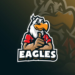 eagle mascot logo design with modern illustration concept style for badge, emblem and t shirt printing. smart eagle illustration.