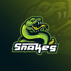 snake mascot logo design with modern illustration concept style for badge, emblem and t shirt printing. snake illustration for sport and esport team.