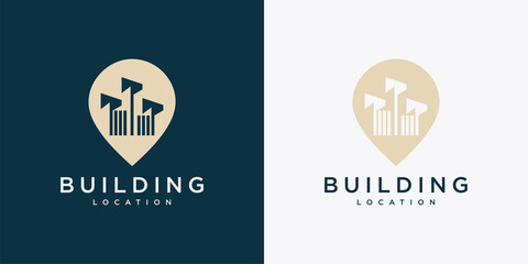 Simple building location logo design template with modern concept