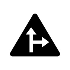  Lanes merging right sign icon, isolated on white background