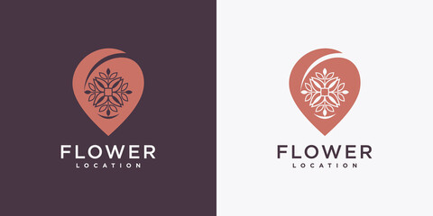 Flower location logo design template with creative concept