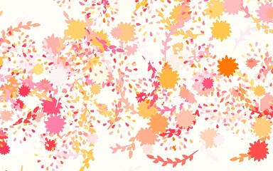 Light Red, Yellow vector abstract backdrop with flowers, roses.