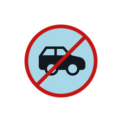 No car or no parking traffic sign,prohibited sign icon, isolated on white background