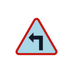 Turn Left Traffic Sign Vector icon, isolated on white background