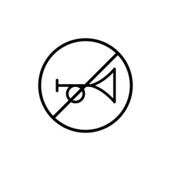 No Horn Traffic Sign icon, isolated on white background