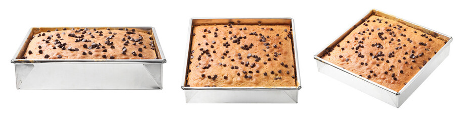 Banana bread in cup on white background