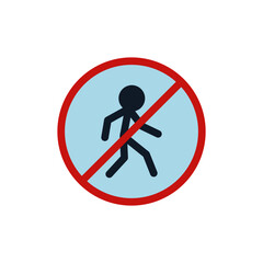 No pedestrian crossing symbol vector icon, isolated on white background