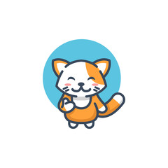 Cute Orange Cat Mascot Vector Illustration. Cute Cat Isolated On White Background.
