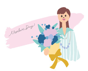 母の日　お母さん　女性　人物　花束を持つ女性　Mother's Day, mother, woman, person, woman with a bouquet