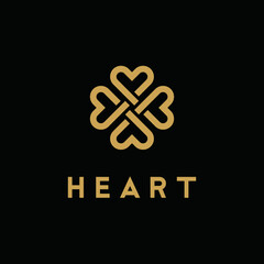 Four hearts simple line art logo template