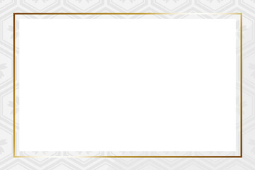 高級感のある亀甲模様フレーム　長方形　ホワイト＆ゴールド