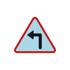 Turn Left Traffic Sign Vector  icon, isolated on white background