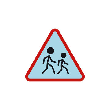 Caution Children Crossing Road Sign icon, isolated on white background